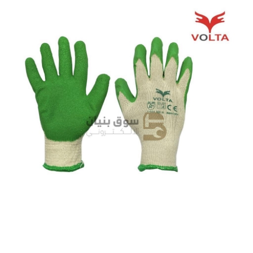 Picture of Volta Latex Coated White And Green Colour Gloves